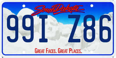 SD license plate 99IZ86
