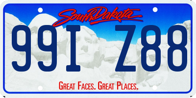 SD license plate 99IZ88