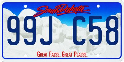 SD license plate 99JC58