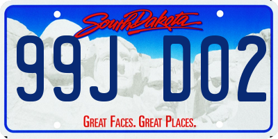 SD license plate 99JD02