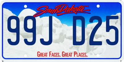 SD license plate 99JD25