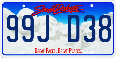 SD license plate 99JD38