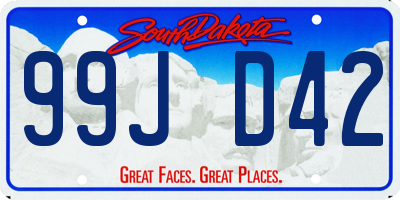 SD license plate 99JD42