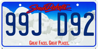 SD license plate 99JD92