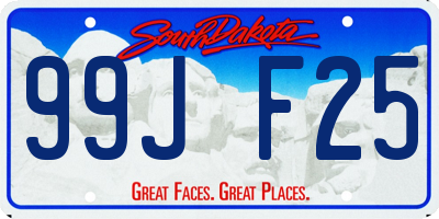 SD license plate 99JF25