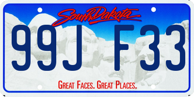 SD license plate 99JF33