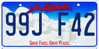 SD license plate 99JF42