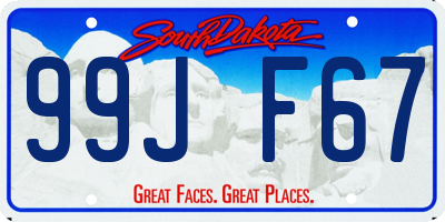SD license plate 99JF67
