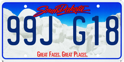 SD license plate 99JG18