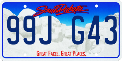 SD license plate 99JG43