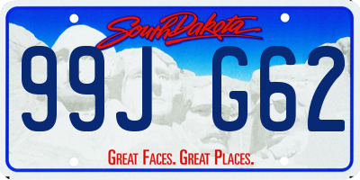 SD license plate 99JG62