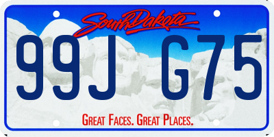 SD license plate 99JG75