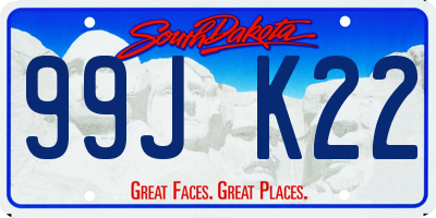 SD license plate 99JK22