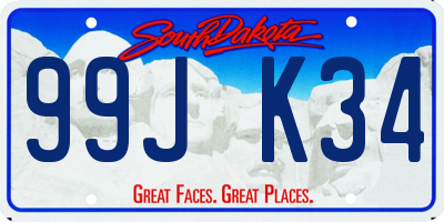 SD license plate 99JK34
