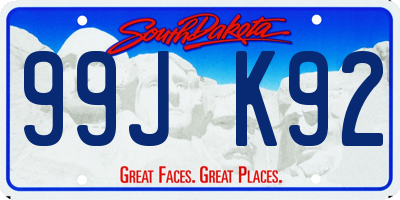 SD license plate 99JK92