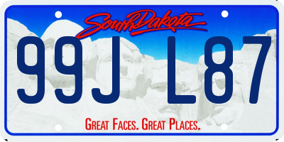 SD license plate 99JL87