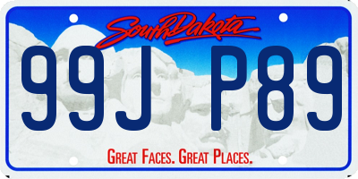 SD license plate 99JP89