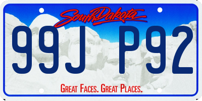 SD license plate 99JP92