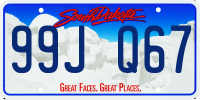 SD license plate 99JQ67