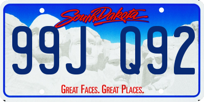 SD license plate 99JQ92