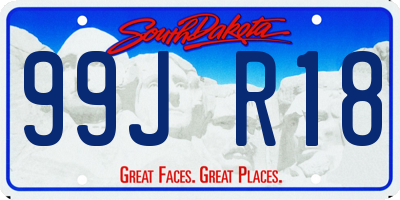 SD license plate 99JR18