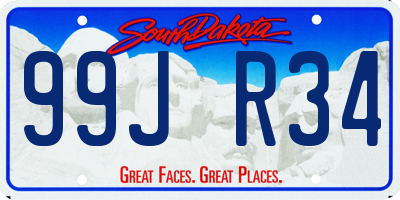 SD license plate 99JR34