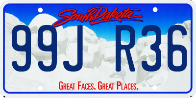 SD license plate 99JR36
