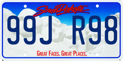 SD license plate 99JR98