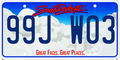 SD license plate 99JW03