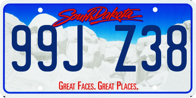 SD license plate 99JZ38