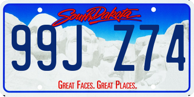 SD license plate 99JZ74