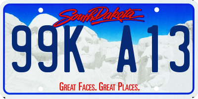 SD license plate 99KA13