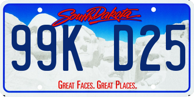 SD license plate 99KD25