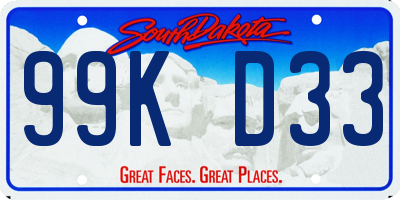 SD license plate 99KD33
