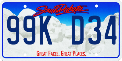 SD license plate 99KD34