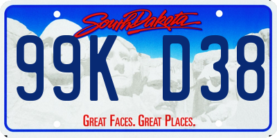 SD license plate 99KD38