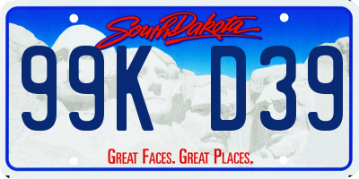 SD license plate 99KD39