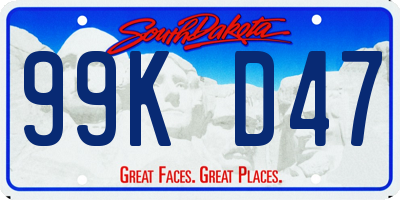 SD license plate 99KD47