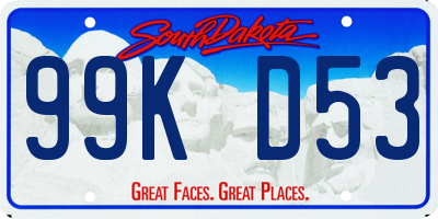SD license plate 99KD53