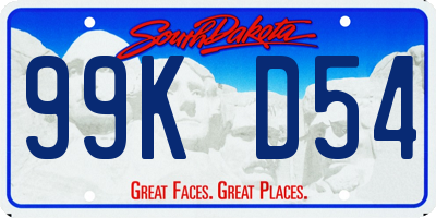 SD license plate 99KD54