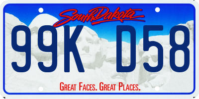 SD license plate 99KD58