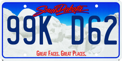 SD license plate 99KD62