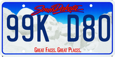SD license plate 99KD80