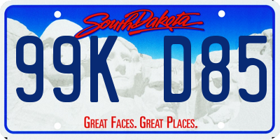 SD license plate 99KD85