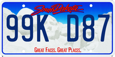 SD license plate 99KD87