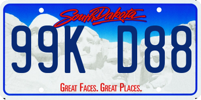 SD license plate 99KD88