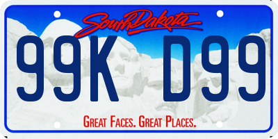 SD license plate 99KD99