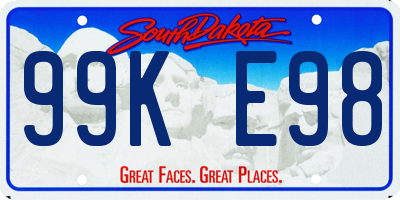 SD license plate 99KE98