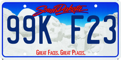 SD license plate 99KF23