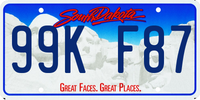 SD license plate 99KF87